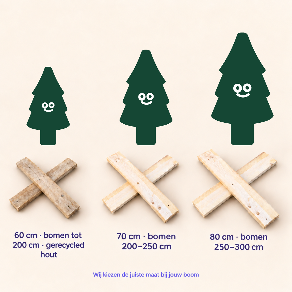 Houten kerstboomkruis met spijker